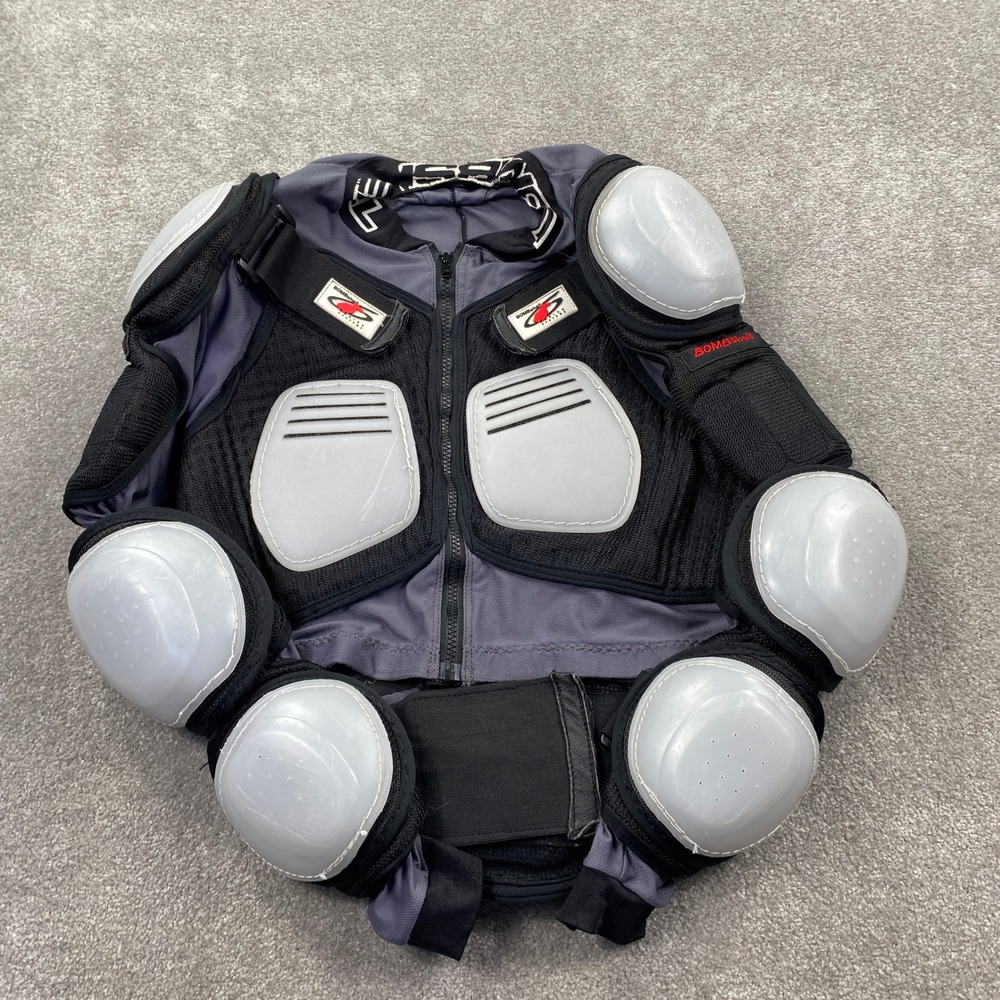 Bombshell Body Armor Vest Medium Black Grey Padded Motocrcycle Spine Guard
